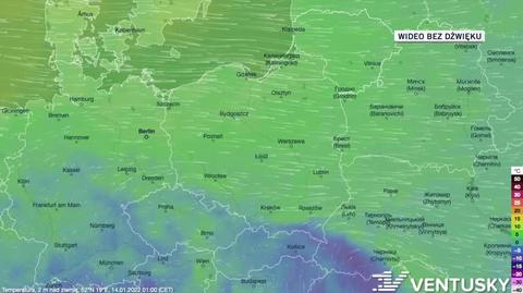 Prognozowana temperatura w dniach 14-18.01