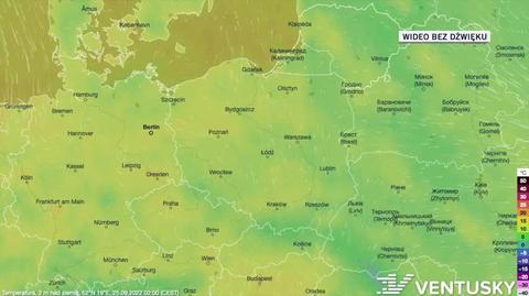 Prognoza temperatur w dniach 25-29.09