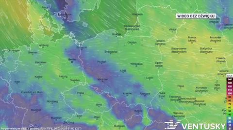 Prognozowane porywy wiatru w dniach 5-9.03