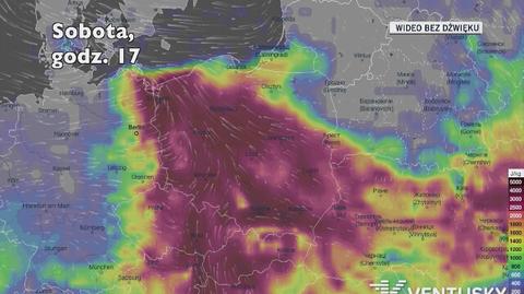 Potencjalny rozwój burz w kolejnych dniach (Ventusky.com)