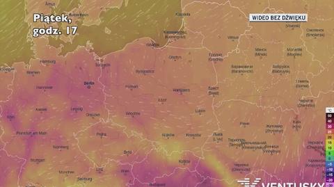 Temperatura w ciągu kolejnych pięciu dni (Ventusky.com | wideo bez dźwięku)