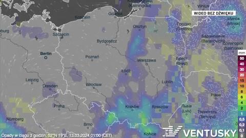 Prognozowane opady w dniach 13-17.03