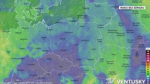 Prognoza porywów wiatru na okres 14-18.02