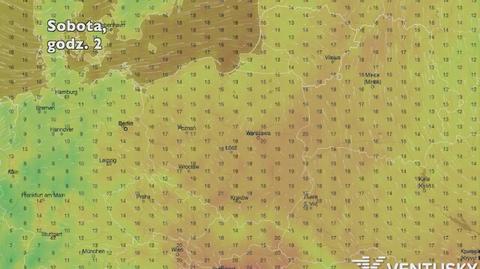 Temperatura w ciągu najbliższych pięciu dni (Ventusky.com) | wideo bez dźwięku