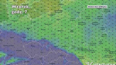 Prognozowane porywy wiatru w kolejnych dniach (Ventusky.com)