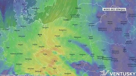 Prognozowane porywy wiatru w kolejnych dniach