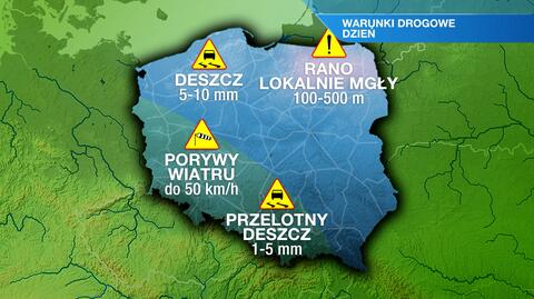 Warunki drogowe w poniedziałek