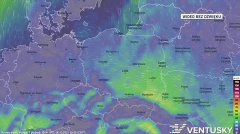 Prognozowane porywy wiatru w ciągu kolejnych dni