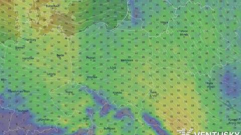 Porywy wiatru w kolejnych dniach (Ventusky.com) | wideo bez dźwięku