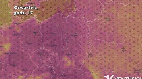 Temperatura w ciągu najbliższych pięciu dni (Ventusky.com) | wideo bez dźwięku