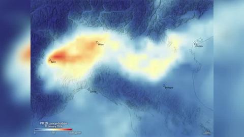 Smog w styczniu 2024 nad Niziną Padańską