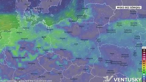 Prognozowane porywy wiatru na kolejne dni