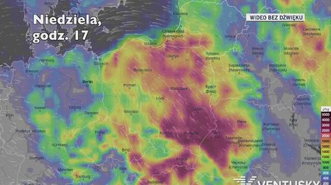 Potencjalne burze w kolejnych dniach (Ventusky.com)