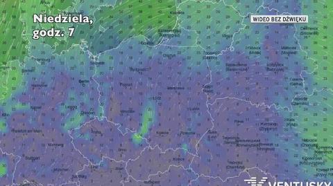 Prognozowane porywy wiatru w kolejnych dniach (Ventusky.com)