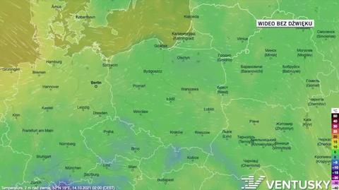 Prognozowana temperatura w dniach 14-18.10