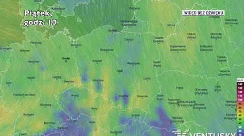 Prognozowane porywy wiatru w najbliższych dniach