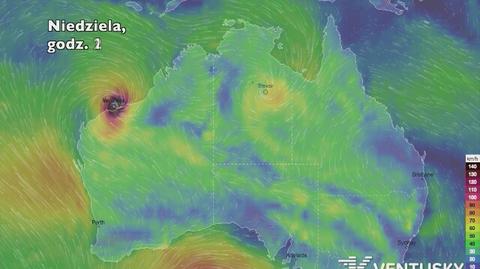 Prognozowana trasa cyklonu tropikalnego Veronica (Ventusky.com | wideo bez dźwięku)