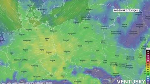 Prognozowane porywy wiatru w dniach 26-30.03