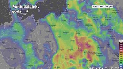 Potencjalny rozwój burz w ciągu pięciu dniu (Ventusky.com) | wideo bez dźwięku