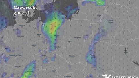 Rozkład opadów w najbliższych dniach (ventusky.com)