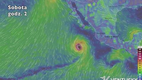 Trasa huraganu Aletta (ventusky.com | wideo bez dźwięku)