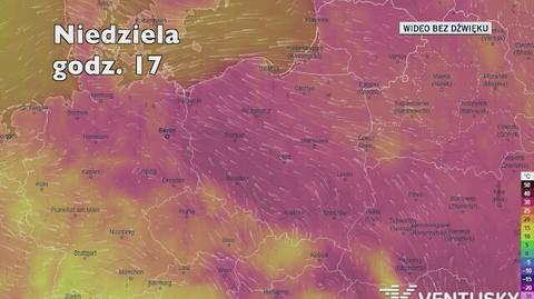 Prognozowana temperatura w najbliższych dniach (Ventusky.com)