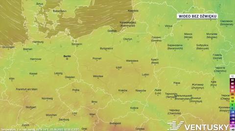 Prognoza temperatury w dniach 15-19.09