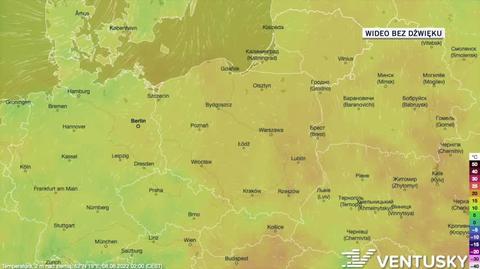 Prognozowana temperatura w dniach 8-12.06