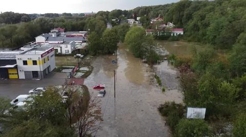 Widok z drona na zalania w Gorzowie Wlkp.