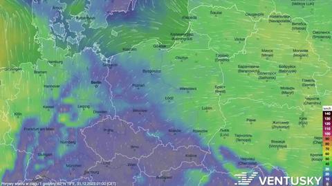 Prognozowane porywy wiatru na kolejne dni