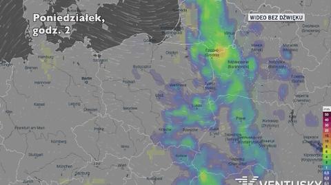 Opady deszczu w ciągu najbliższych pięciu dni (Ventusky.com) | wideo bez dźwięku