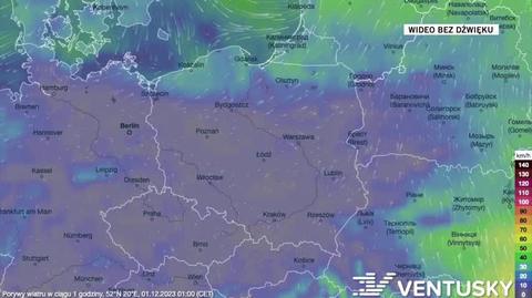 Prognozowane porywy wiatru na kolejne dni