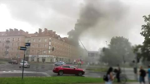 Pożar poddasza w Tychach po uderzeniu pioruna