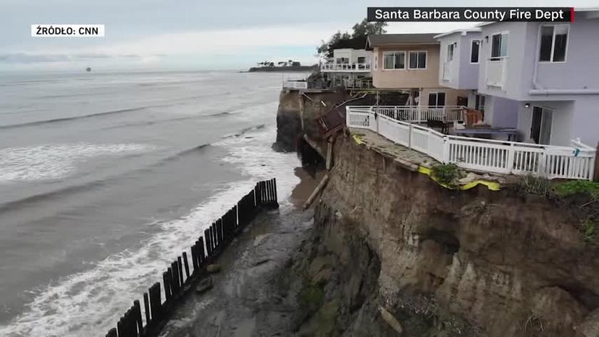 Part of the cliff collapsed and houses hung over the ravine