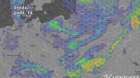 Opady deszczu w ciągu najbliższych dni (Ventusky.com) | wideo bez dźwięku