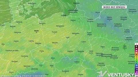 Prognozowana temperatura w dniach 31.12.2022-1.01.2023