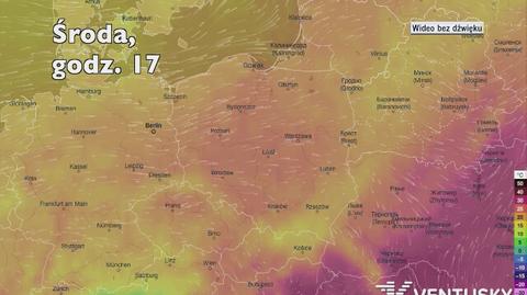 Temperatura w ciągu kolejnych pięciu dni (Ventusky.com | wideo bez dźwięku)