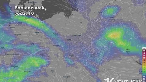 Prognozowane opady w najbliższych godzinach (Ventusky.com) | wideo bez dźwięku
