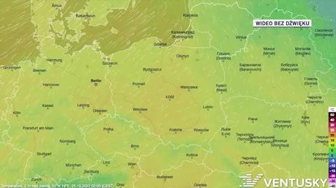 Prognozowana temperatura w dniach 25.10-01.11