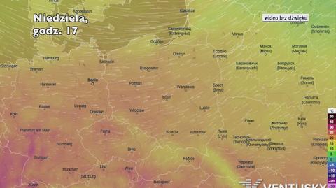 Prognozowana temperatura w kolejnych dniach (Ventusky.com)