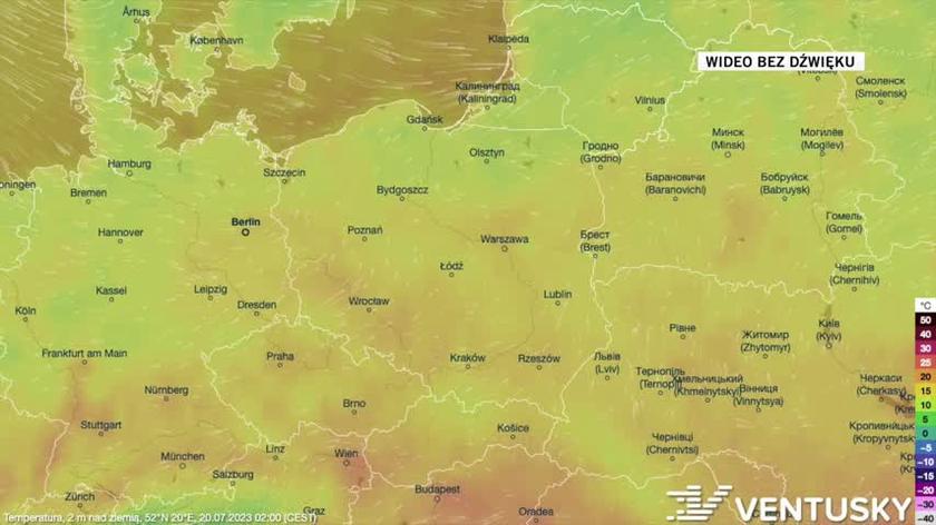 Forecasted temperature on 20-24.07