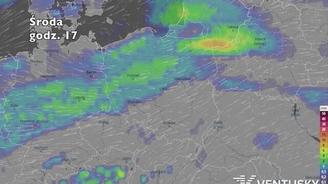 Rozkład i suma opadów w najbliższych dniach (ventusky.com)
