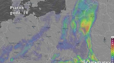 Rozkład i suma opadów w najbliższych dniach (ventusky.com | wideo bez dźwięku)