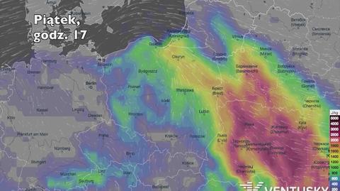 Potencjalny rozwój burz w kolejnych dniach (Ventusky.com | wideo bez dźwięku)