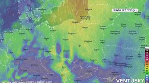 Prognozowane porywy wiatru w dniach 18-22.03