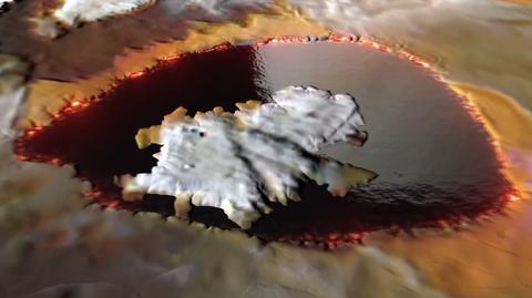 Artystyczna wizja jeziora lawowego Loki Patera na księżycu Jowisza