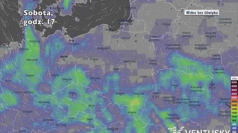 Potencjalne miejsca rozwoju burz w najbliższych dniach (Ventusky.com)	