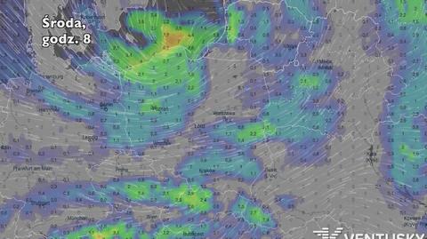 Opady deszczu w ciągu najbliższych kilku dni (Ventusky.com) | wideo bez dźwięku