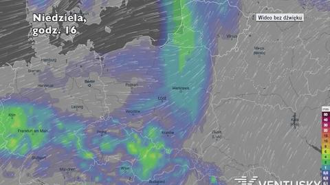 Prognozowane opady w najbliższych dniach (Ventusky.com)