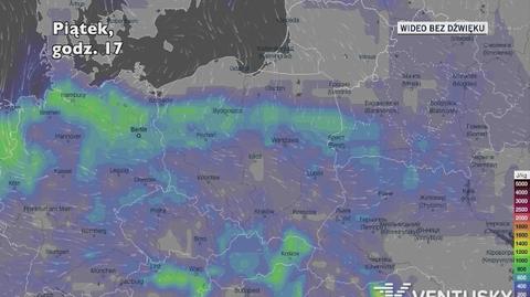 Potencjalny rozwój burz w ciągu najbliższej doby (Ventusky.com) | wideo bez dźwięku